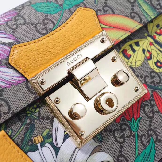 Gucci Padlock GG Flora Small Bamboo Shoulder Bag